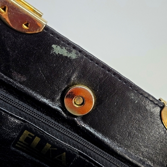 VINTAGE ELKA Black Metal Mesh Lucite Plastic Handle Satchel Bag - Picture 6 of 9